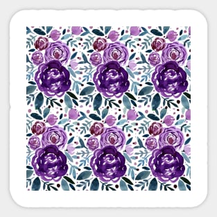Watercolor roses bouquet pattern - purple Sticker